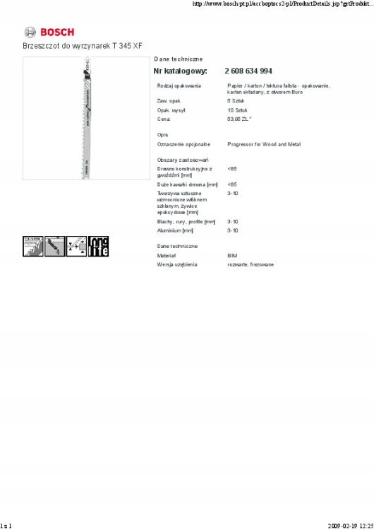 BRZESZCZOT DO WYRZYNARKI T345XF 5SZT. Marka Bosch