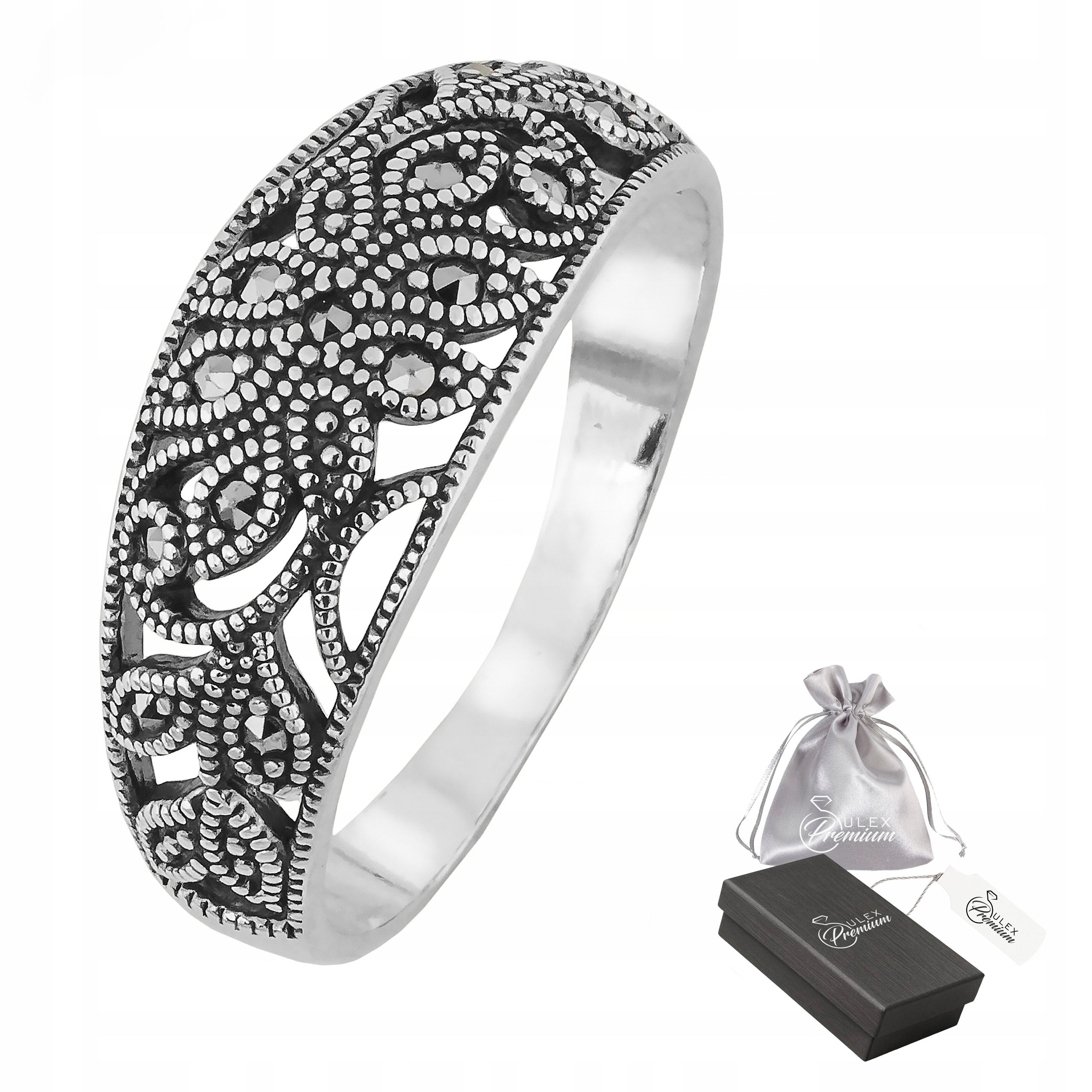Prstýnek stříbrný 925 s Markazity, Ažurový Elegantní pro ni vel. 20