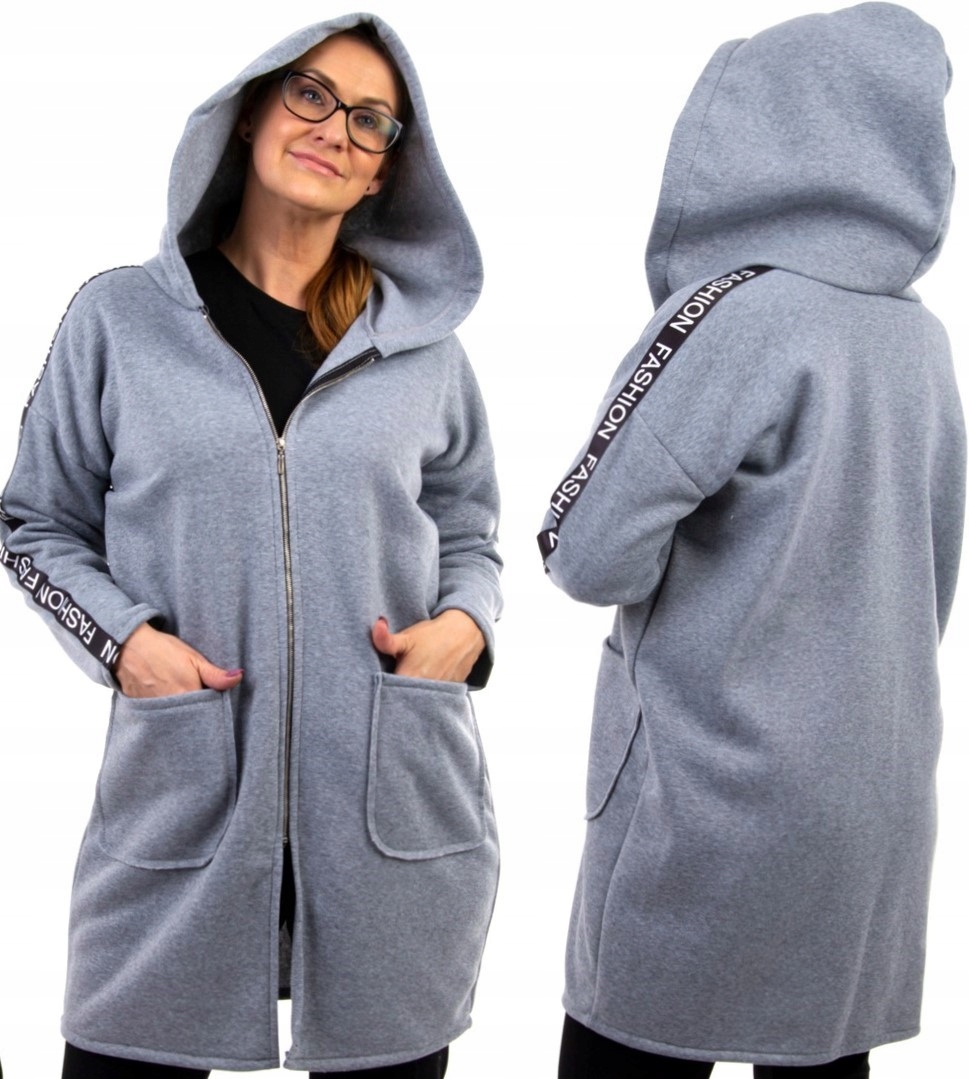 E02 CIEPŁA MODNA BLUZA z LAMPASEM I KAPTUREM Rozm.38