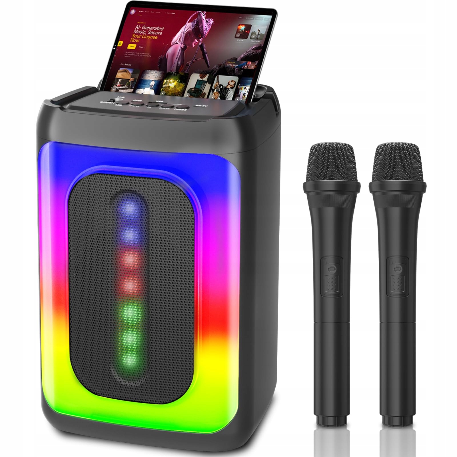 Karaoke Bluetooth reproduktor s Led a mikrofony pro dospělé i děti
