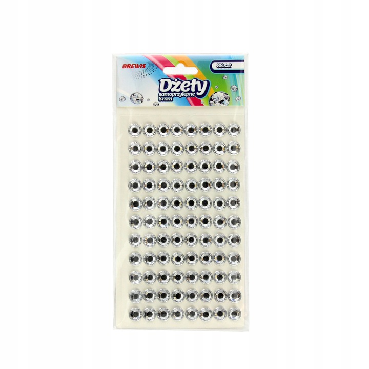 Dżety samoprzylepne 8mm srebrne BREWIS