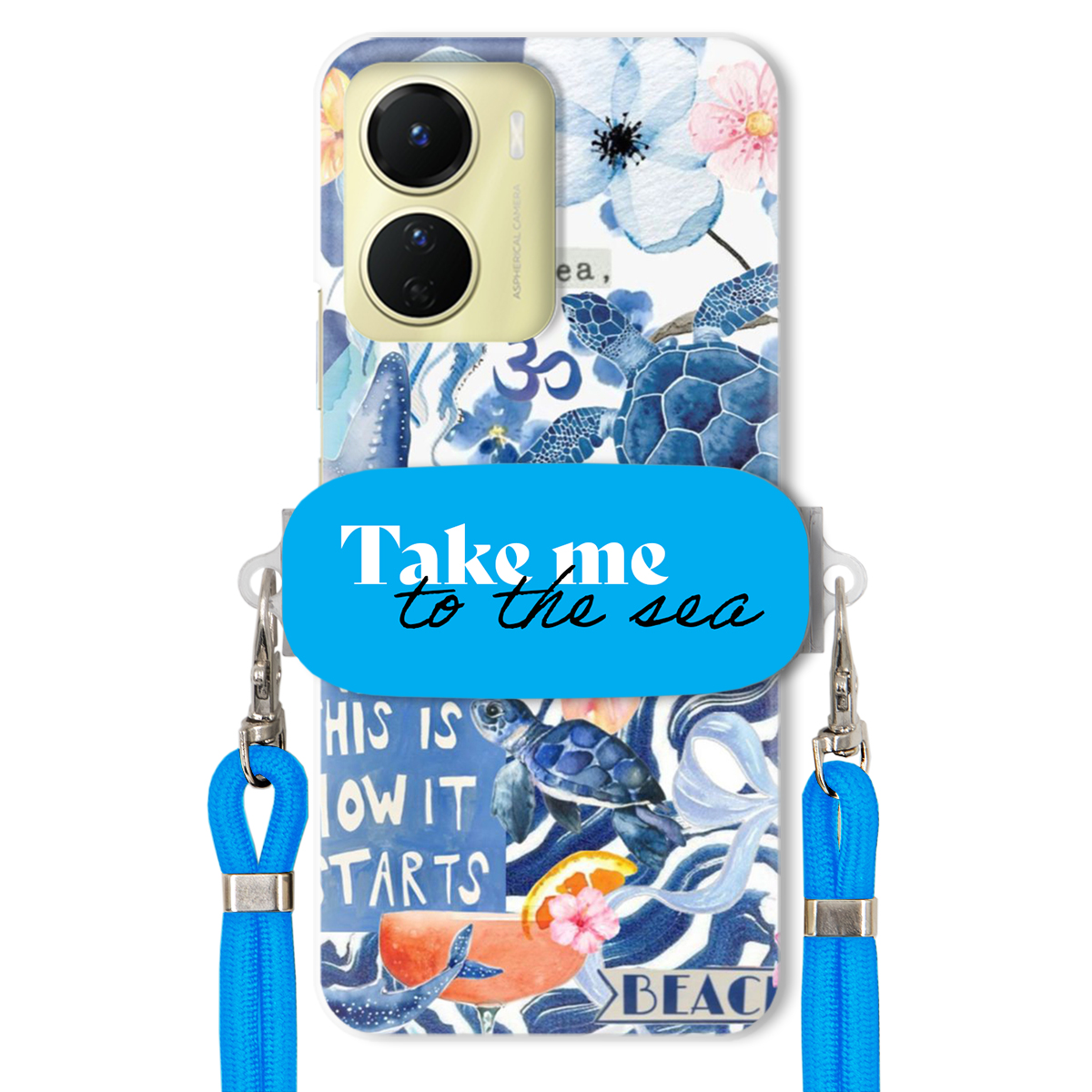 pouzdro na Vivo Y16 Modré Crossbody vodítko Držák Take Me To The Sea Top