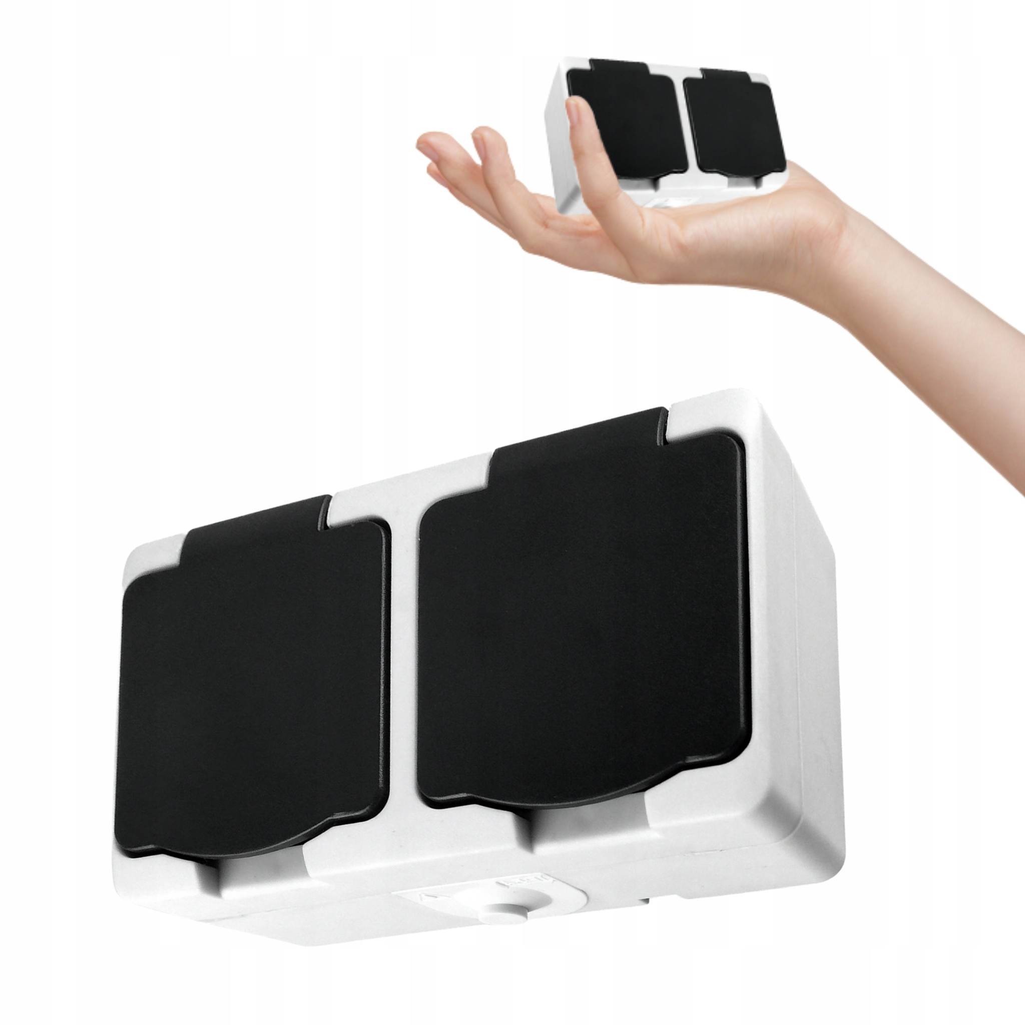 Dvojitá zásuvka 2X2P+Z Aquatic Mini Ip 54 Bílo-černá, 5 kusů