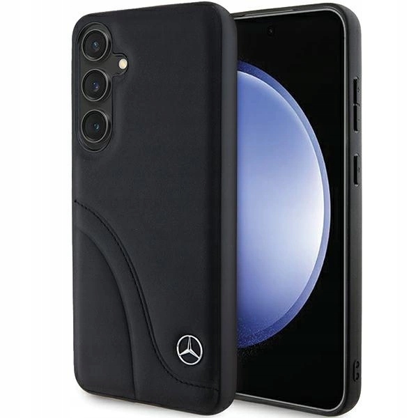 Pouzdro Mercedes Leather Curved Stitches pro Samsung Galaxy S24 černé