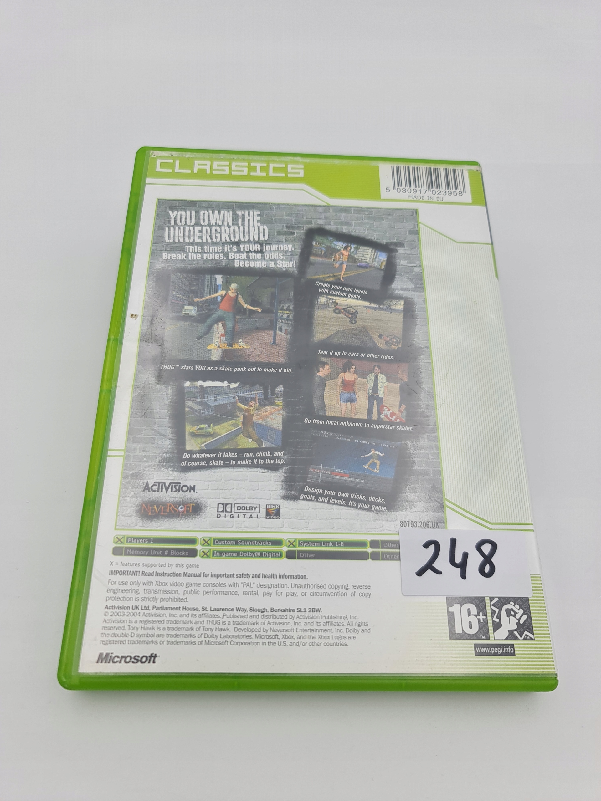 XBOX TONY HAWK'S UNDERGROUND Platforma Microsoft Xbox