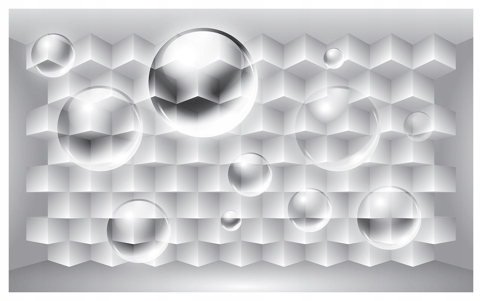 Fototapeta Abstrakt Geometrie Krychle a koule bílo-šedá 254x184 lepidlo