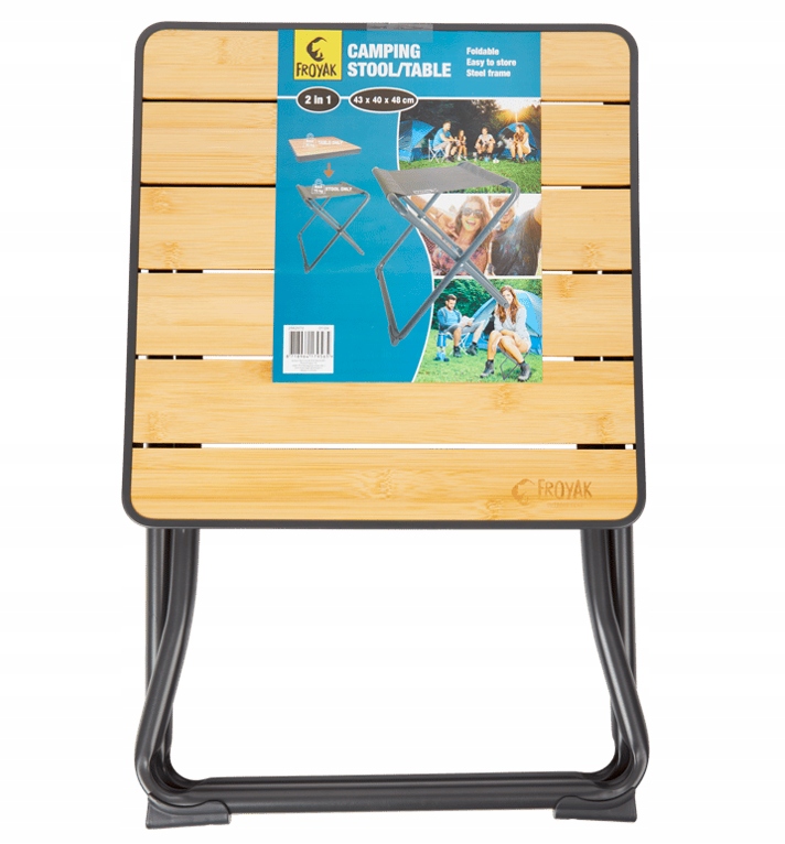 Stolik - krzesełko kempingowe 2 w 1 taboret na ryby z bambusowym blatem Producent Froyak