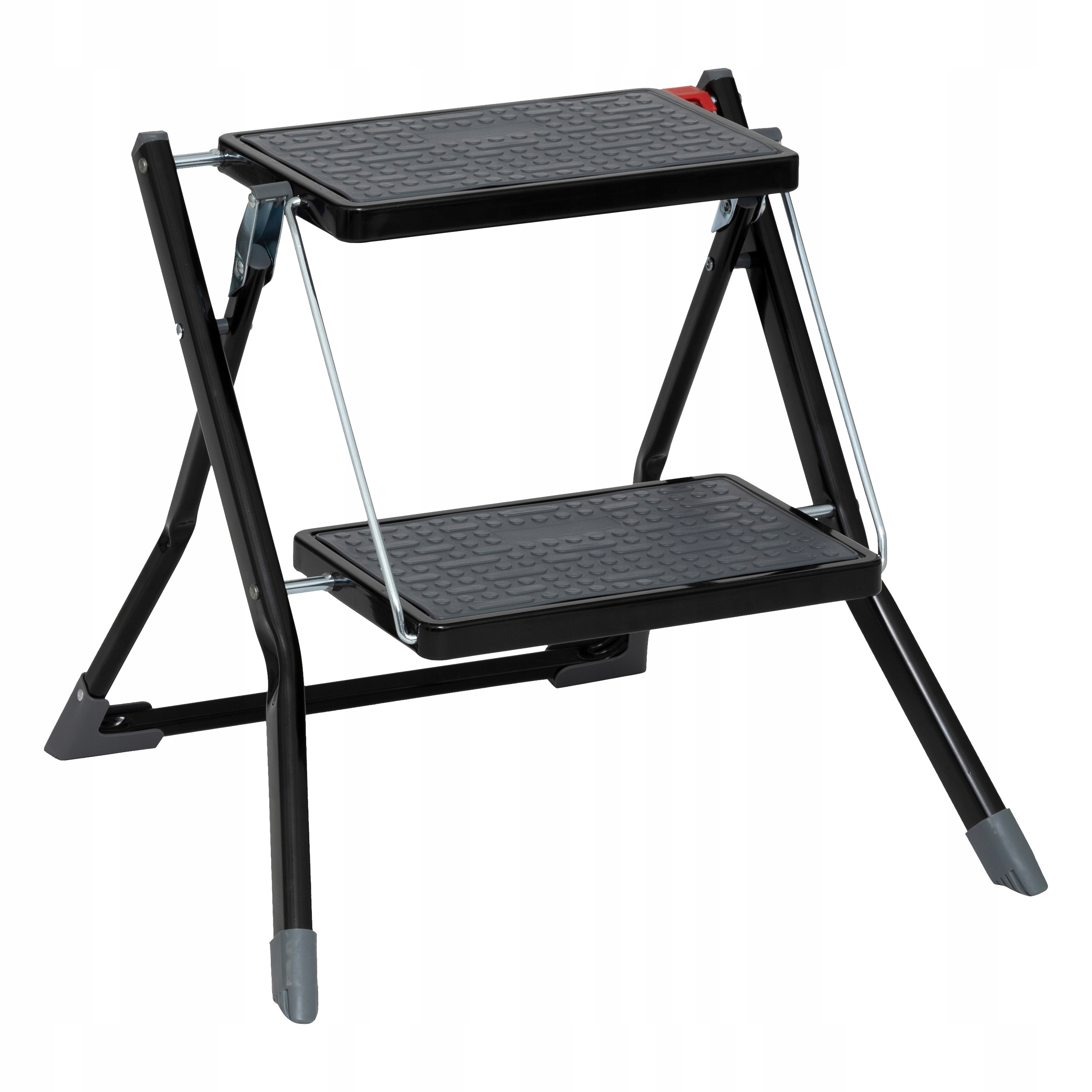 Žebřík Kovový 2-STUPŇOVÝ Lehký Černý Stabilní 40X55X4 Max 150 Kg