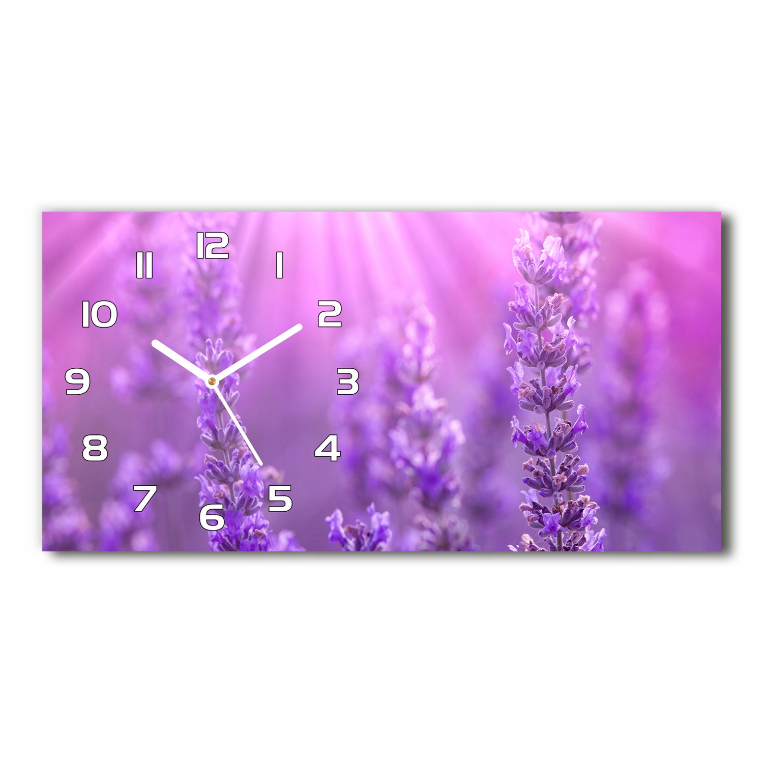 

Szklany zegar ścienny do salonu Lawenda 60x30 cm