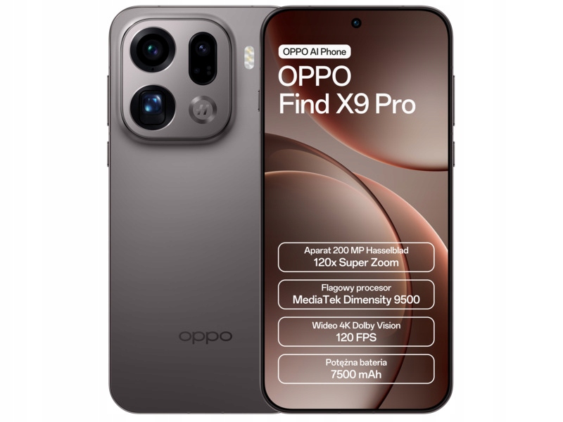 Smartfon Oppo Find X9 Pro 5G 16/512 6.78" 120Hz Brązowy