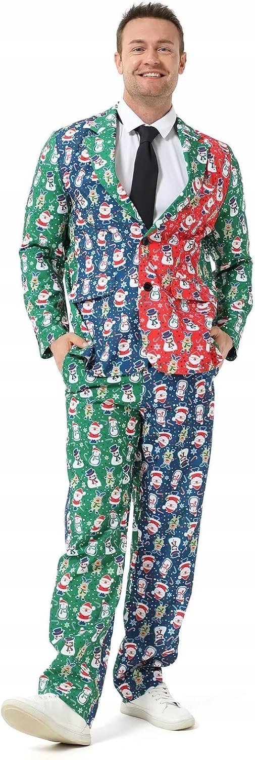 Vánoční Pánský Oblek Sako Kalhoty Kravata Vánoce L