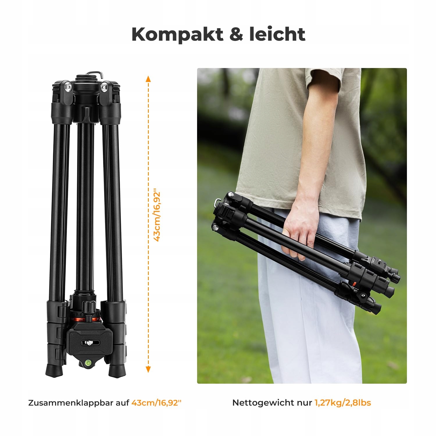 K&F CONCEPT Statyw Aluminiowy 178cm z Uchwyt na Telefon Podróżny Tripod — miniatura 7