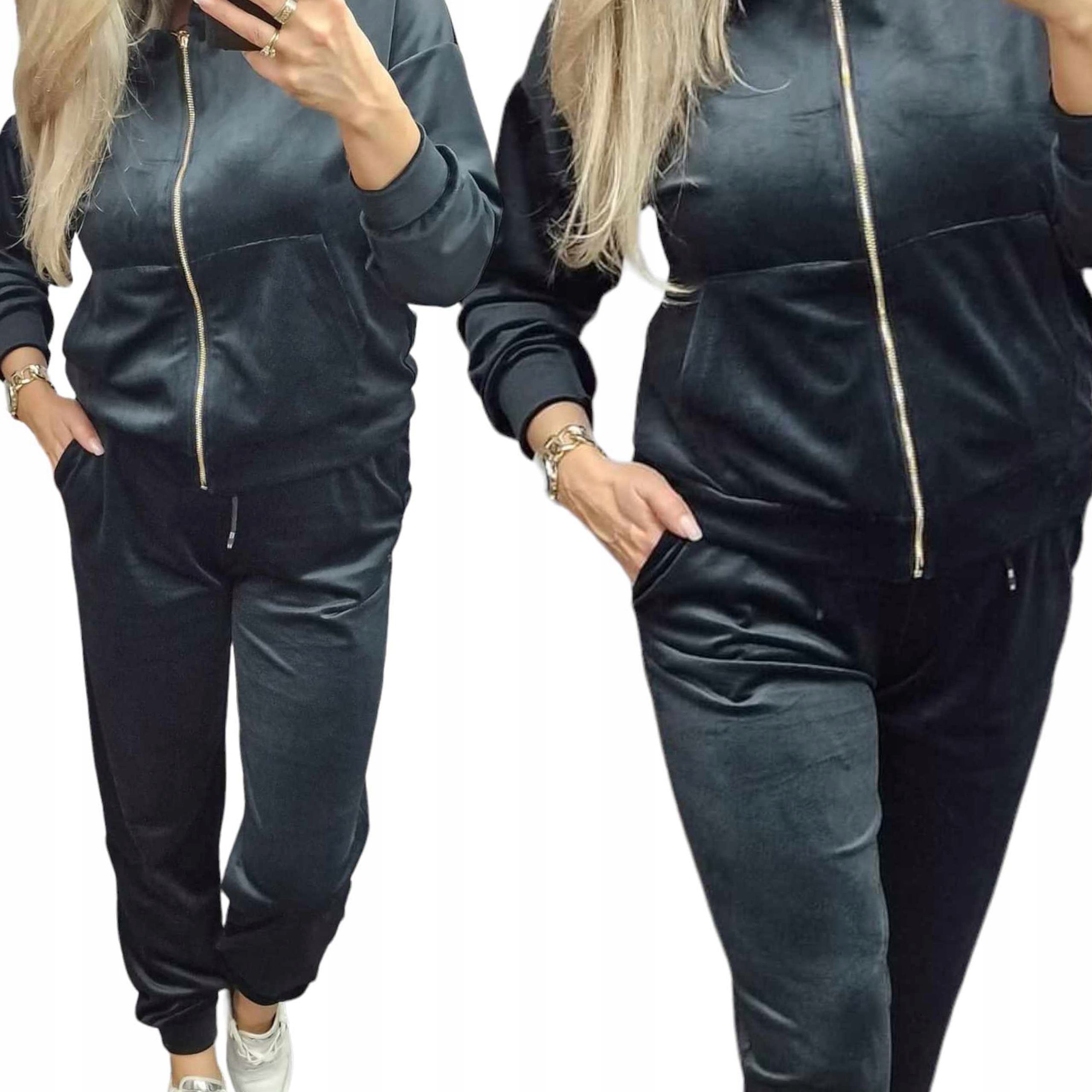 Z924 Teplákovka Velur S Kapucí A Kapsami Černý vel. (7XL)