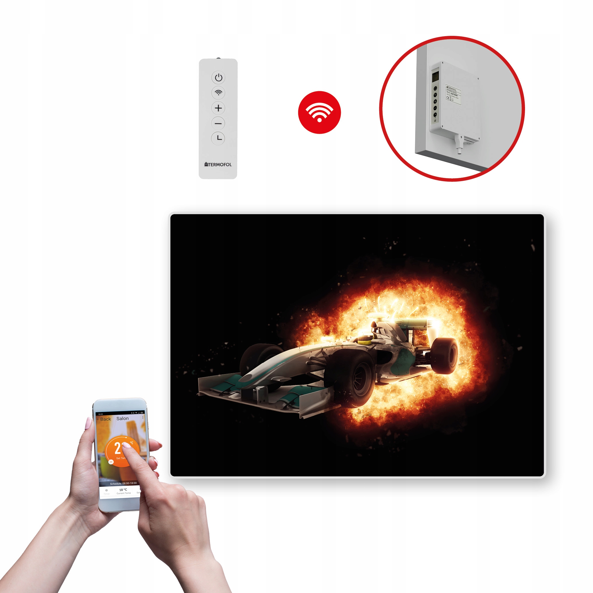 Dekoračný infračervený Ohrievací Panel s výkonom 500 W a Wifi