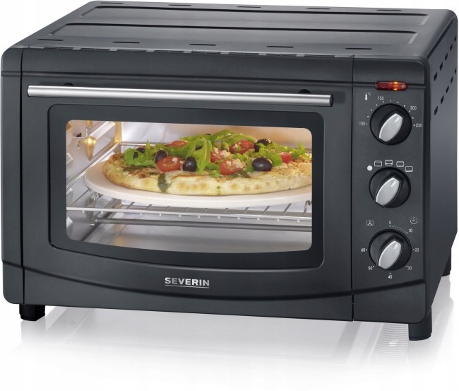 Severin To 2068 mini rúra 1500W, 20 L, ražeň, kameň na pizzu, čierna