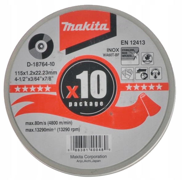 

Tarcze Do Metalu Inox 115mm Makita D-18764-10 10sz