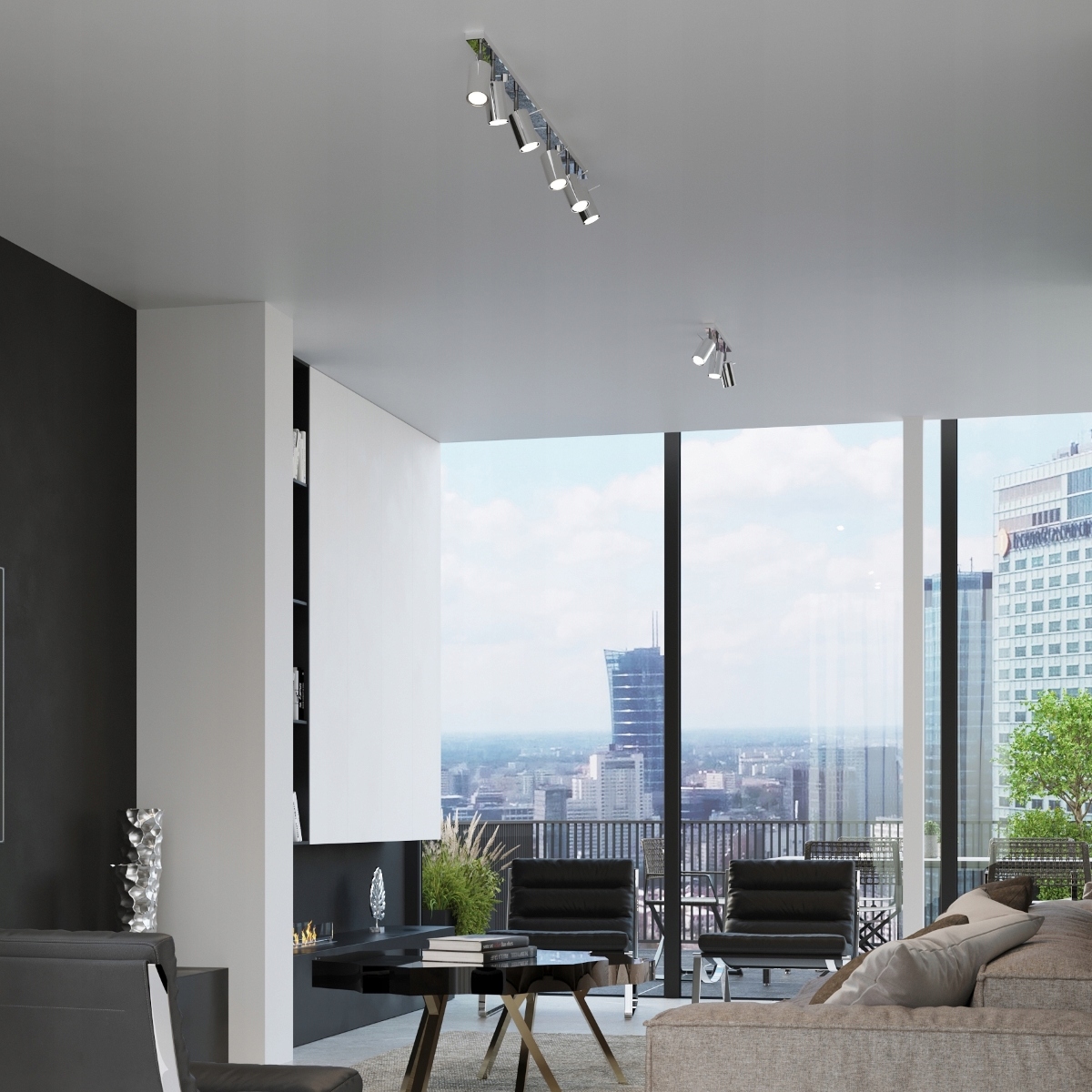 NOWOCZESNA LISTWA SUFITOWA PLAFON TUBA CHROM KORYTARZ SALON KUCHNIA 4XGU10 Kolor chrom