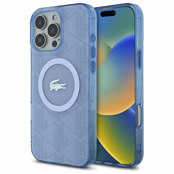 Pouzdro Lacoste pro iPhone 16 Pro 6.3" světle modré hardcase IML Blend Monog