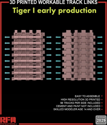 Sada pohyblivých drah pro raný Model Tiger I (3D tisk) 1:35 Rye Field Model