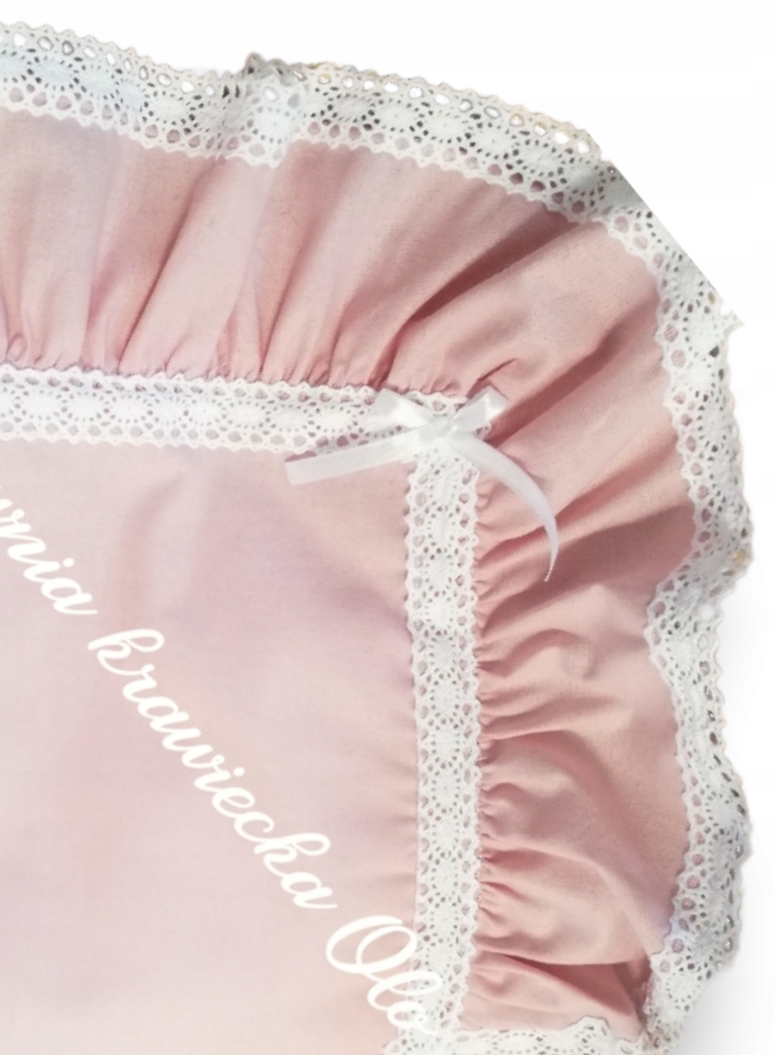 

Poszewka koronka falbank Chrzest brudny Róż 40X40