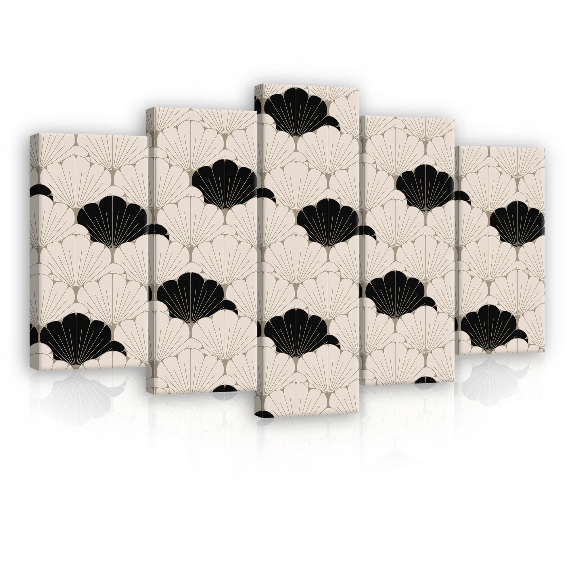 Obraz 100x60 modulární triptych japonský vzor vějíře mušle abstrakce