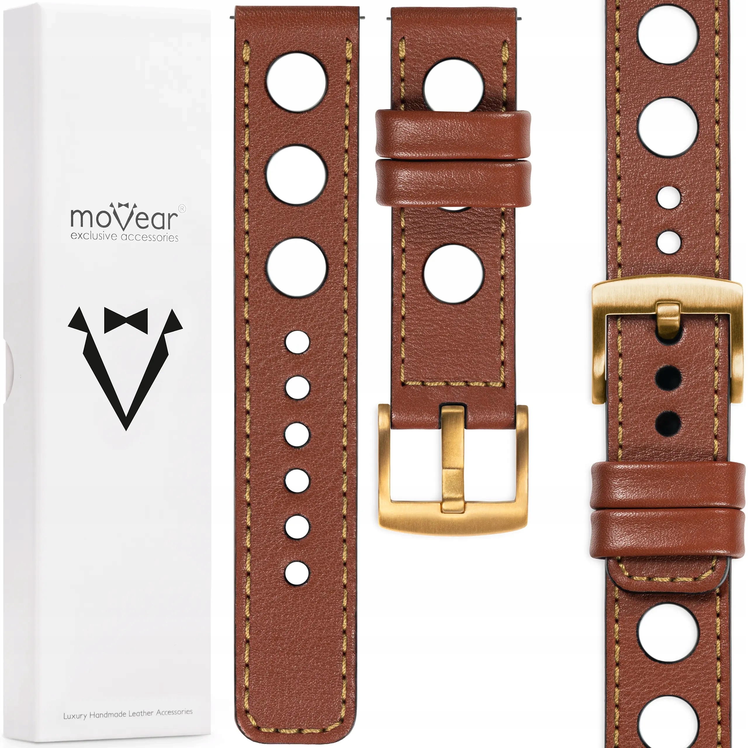 Prémiový řemínek 22 mm pro elegantní hodinky Italská kůže Hnědá