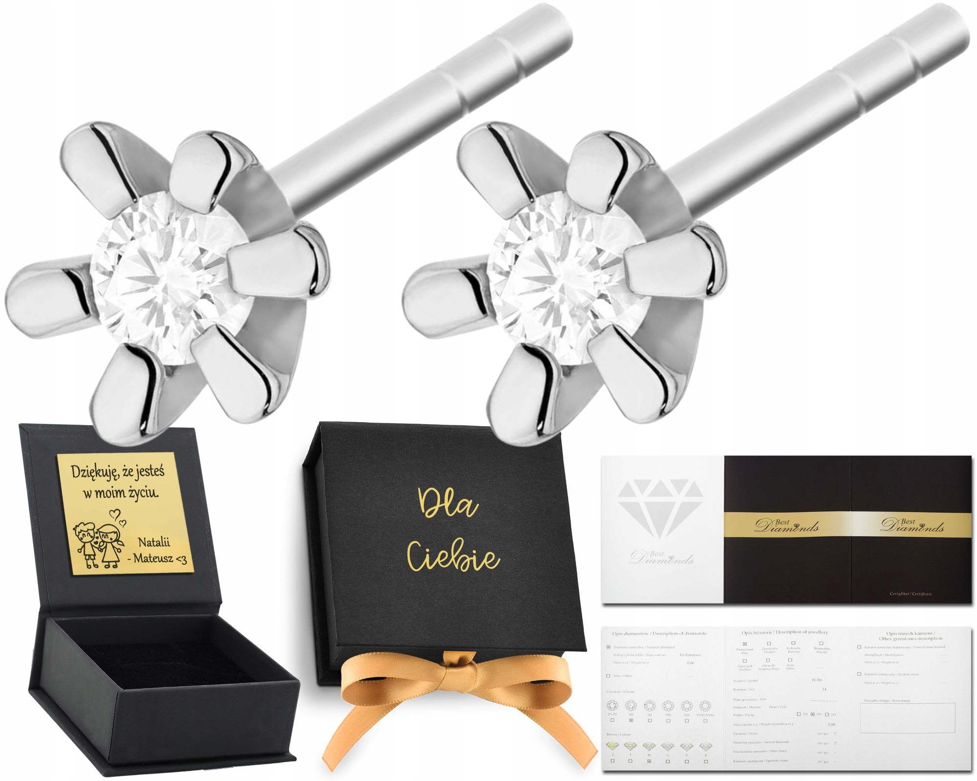 Bílé zlato náušnice s brilianty, šrouby 585, Obchod