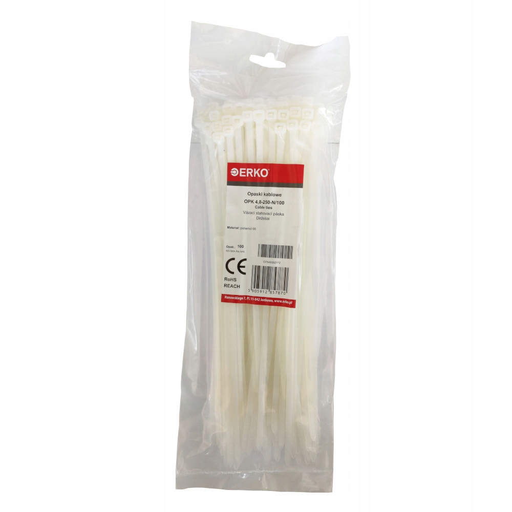 OPASKI KABLOWE ZACISKOWE 4,8x250 NATURALNE TRYTKI