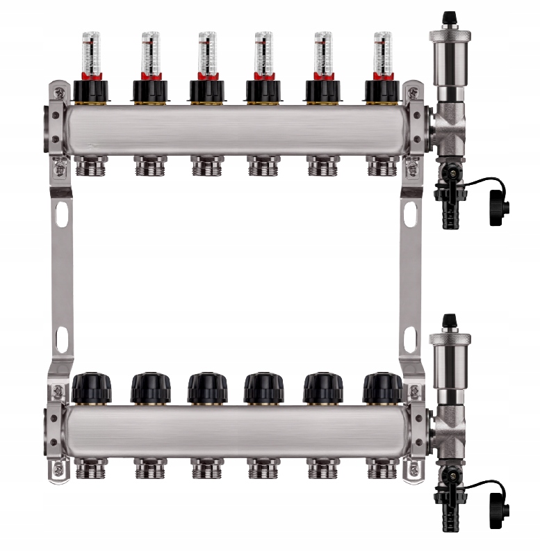 Rozdělovač Pro Podlahovou Krytinu 6 Okruhů Nerezový Pro Podlahové Vytápění