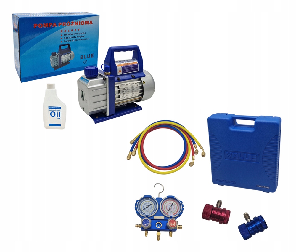 Vákuová pumpa sada manometerov Value VMG-2-R134a rýchlospojky