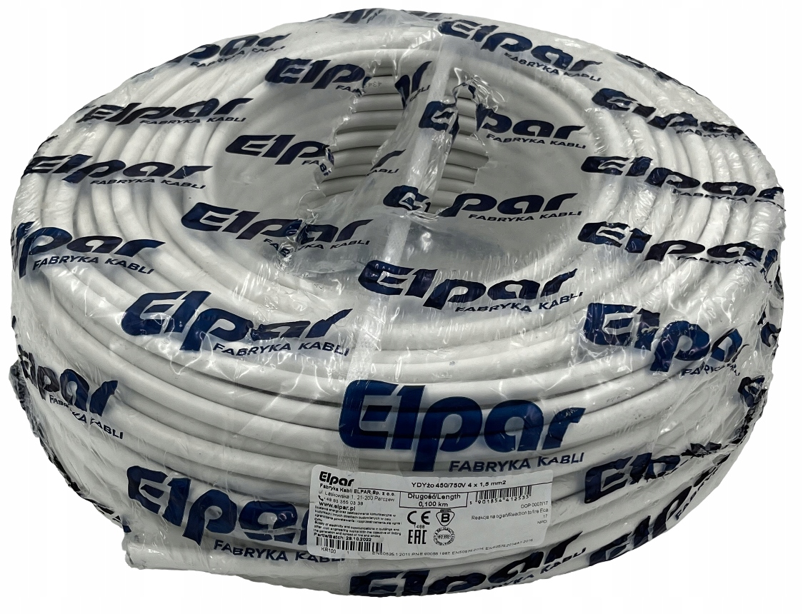 Przewód kabel okrągły Ydy 4x1,5 750V 100m Elpar