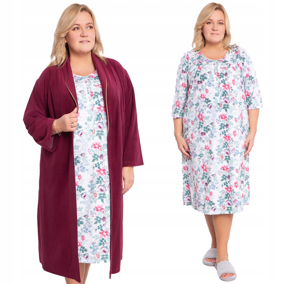 Košile noční s květinovým motivem Mewa plus size velikost 46