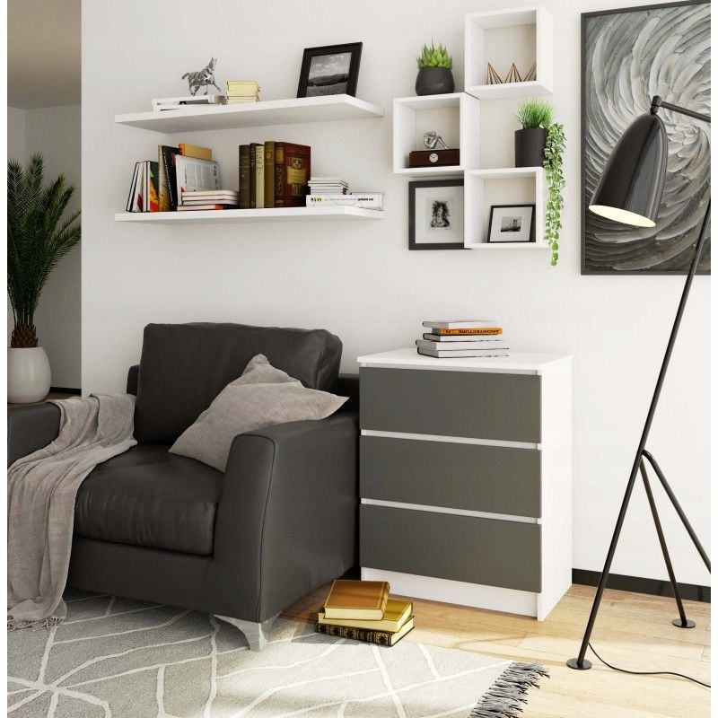 KOMODA do SYPIALNI SALONU MEBLE GRAFIT 60x40x77 cm komoda szafka szuflady Głębokość szuflady 34 cm