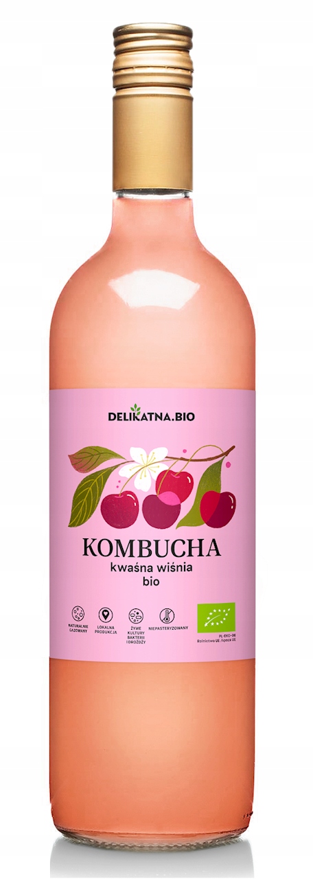 Kombucha Třešňová Bio 750 ml Jemná (kyselina)