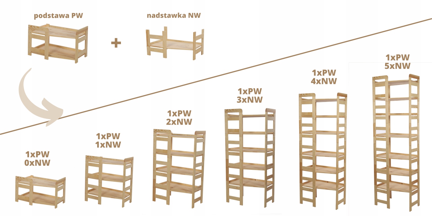 Regał na książki Modułowy BERDO 38,4x80x34,4 1P Szerokość mebla 80 cm