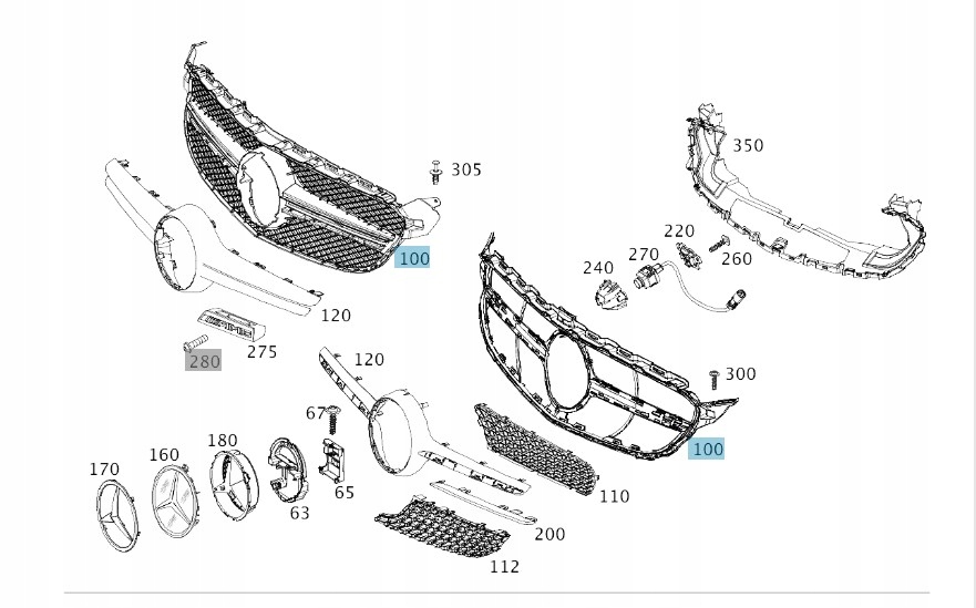 GRILL ATRAPA MERCEDES C PANAMERICANA A2058881500 Producent części Mercedes-Benz OE