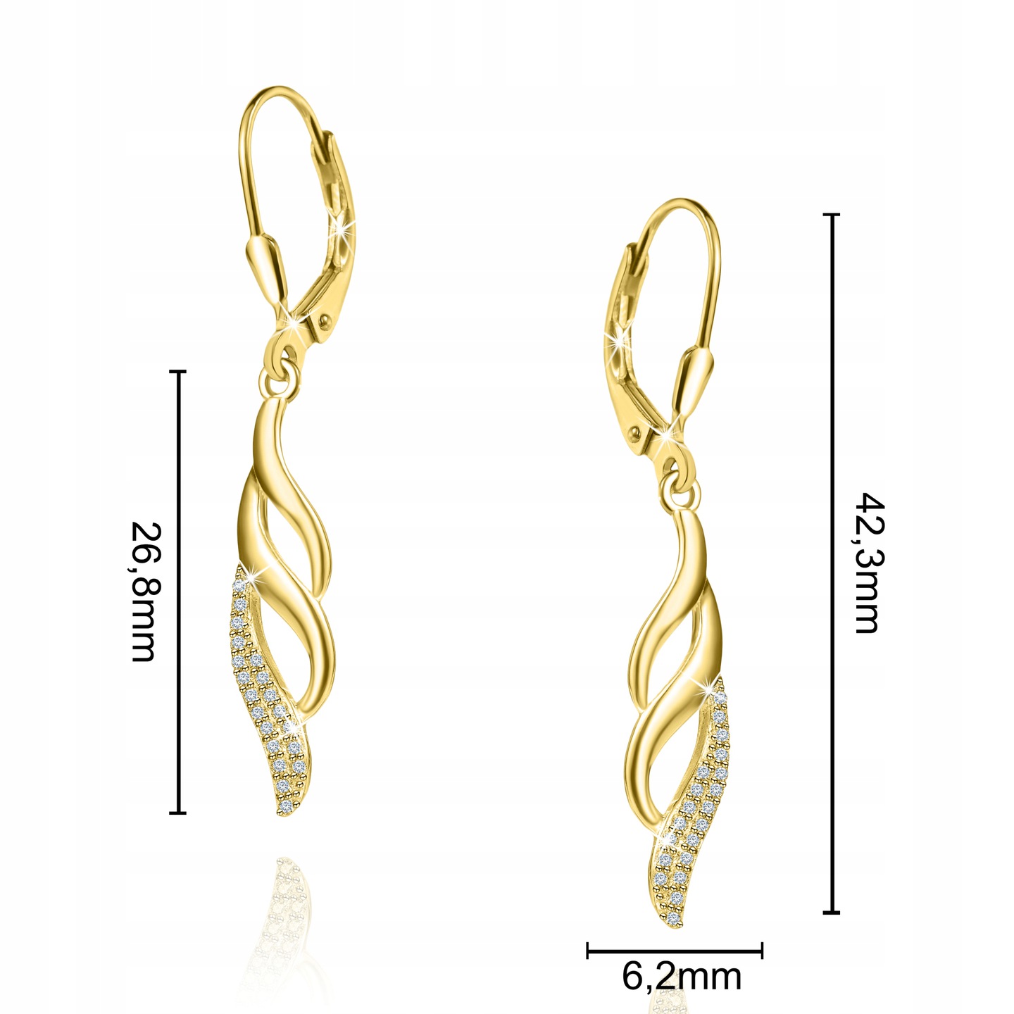 ZŁOTE KOLCZYKI WISZĄCE, DŁUGIE KOLCZYKI DAMSKIE SREBRO PRÓBA 925 pozłacane EAN (GTIN) 5904917815649