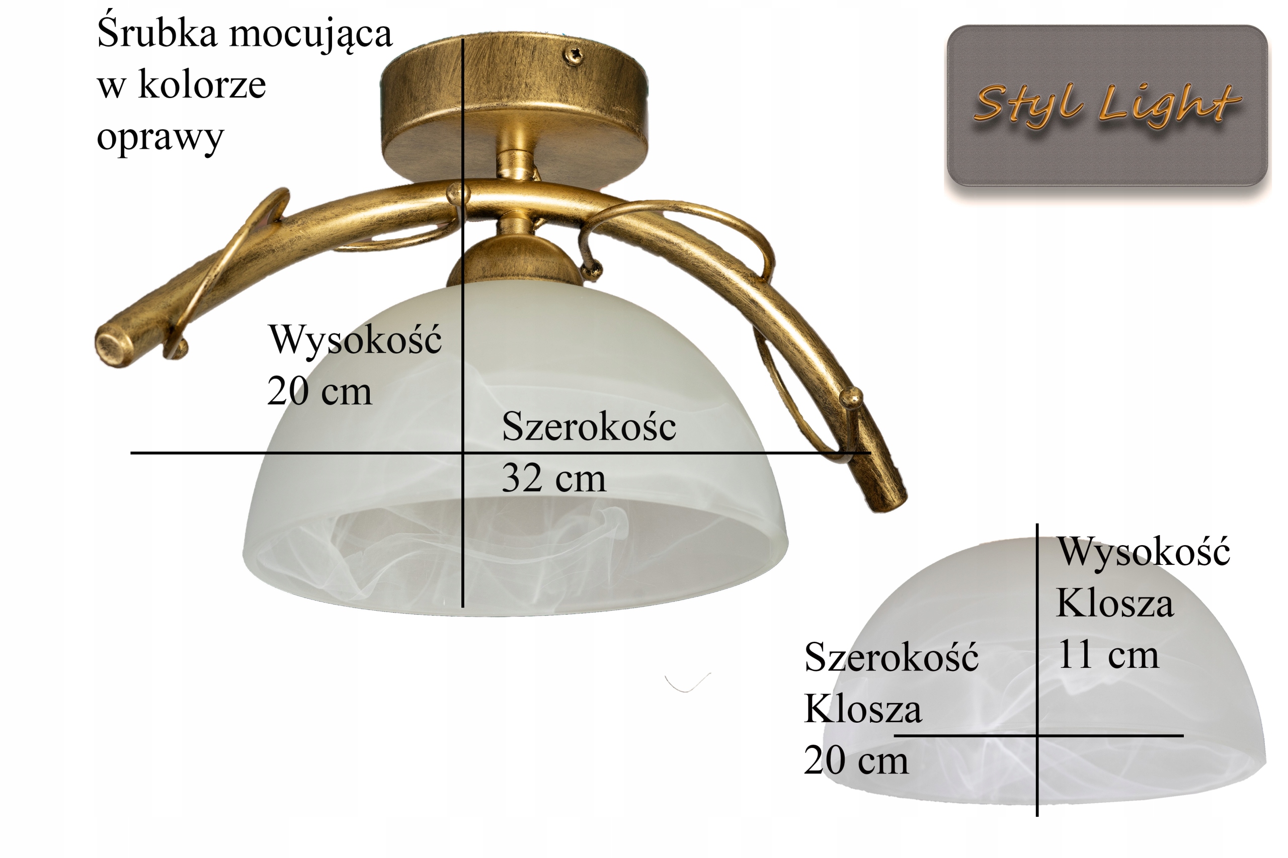 Lamp sufitowa 1 Żyrandol Plafon GALILEO I Złoty Zasilanie sieciowe