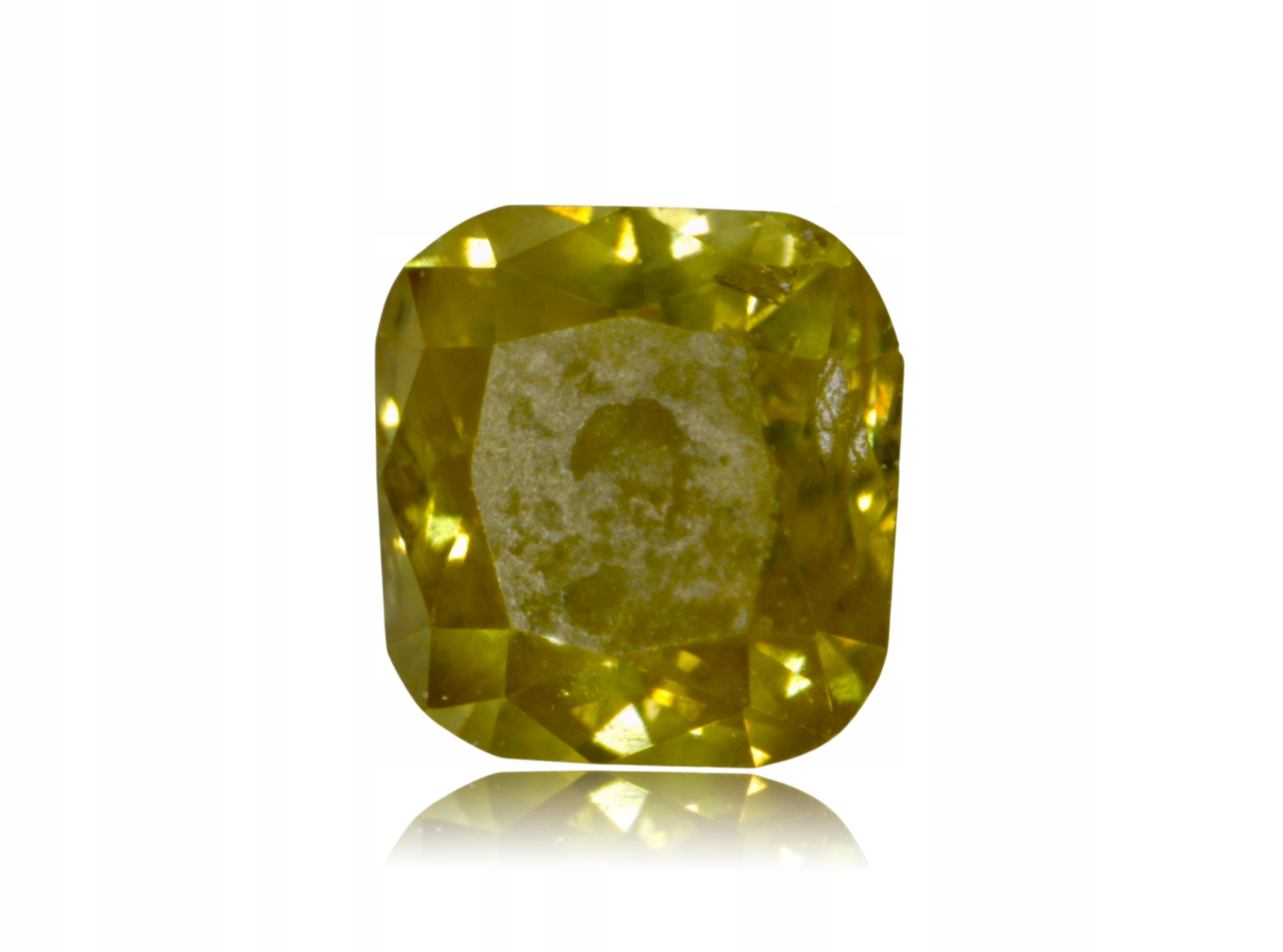 Přírodní diamant 0.10 ct Žlutý Cushion I1 certifikát Wbd