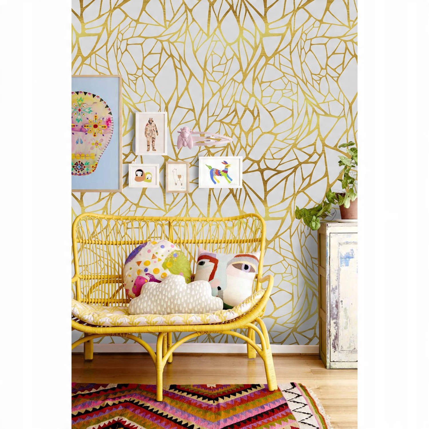 

Tapeta ścienna Abstrakcja złoty ornament 250x250cm