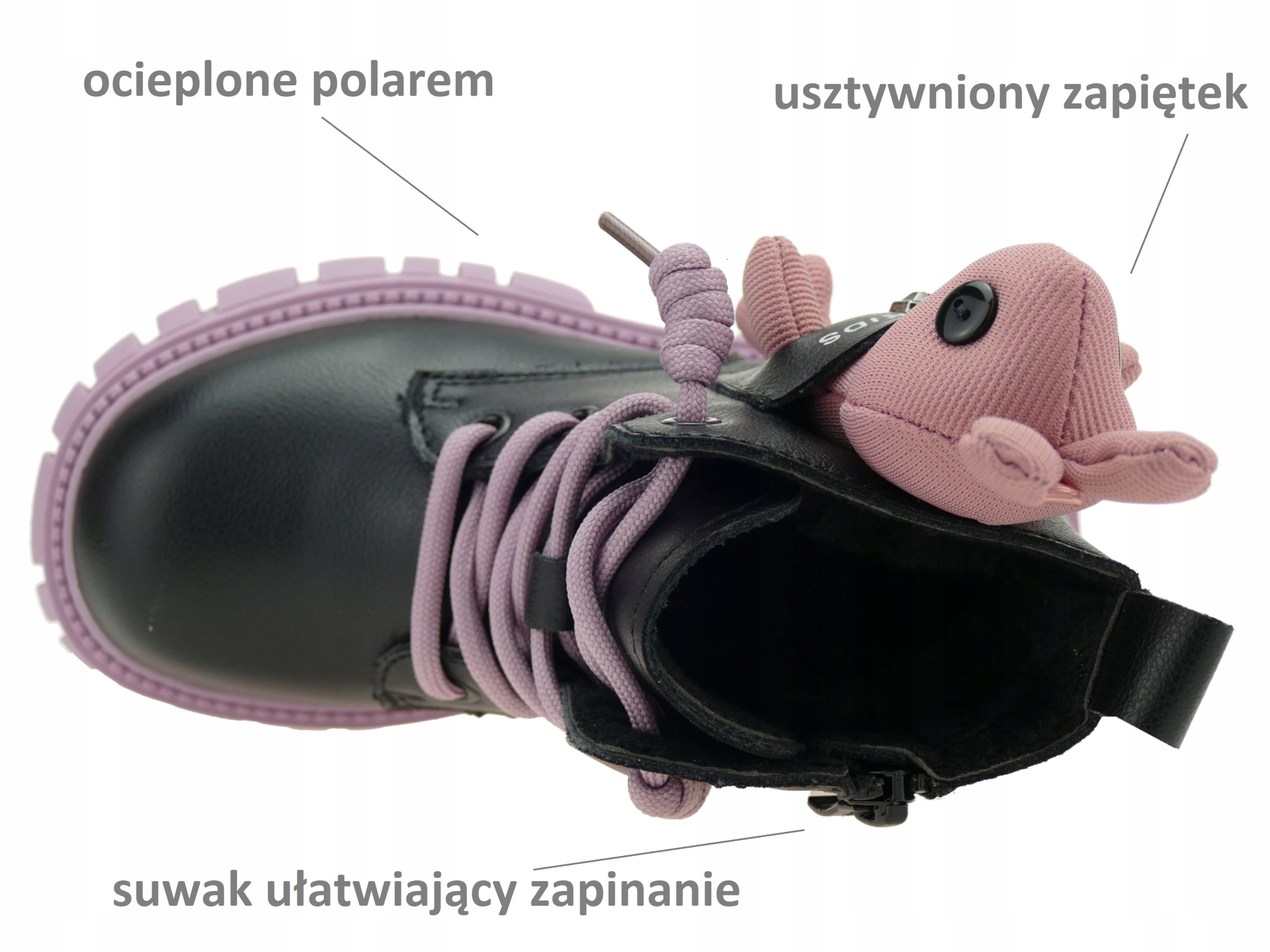 DZIEWCZĘCE BUTY ZIMOWE, DZIECIĘCE ŚNIEGOWCE, KOZAKI NA SUWAK R. 33 Płeć dziewczynki