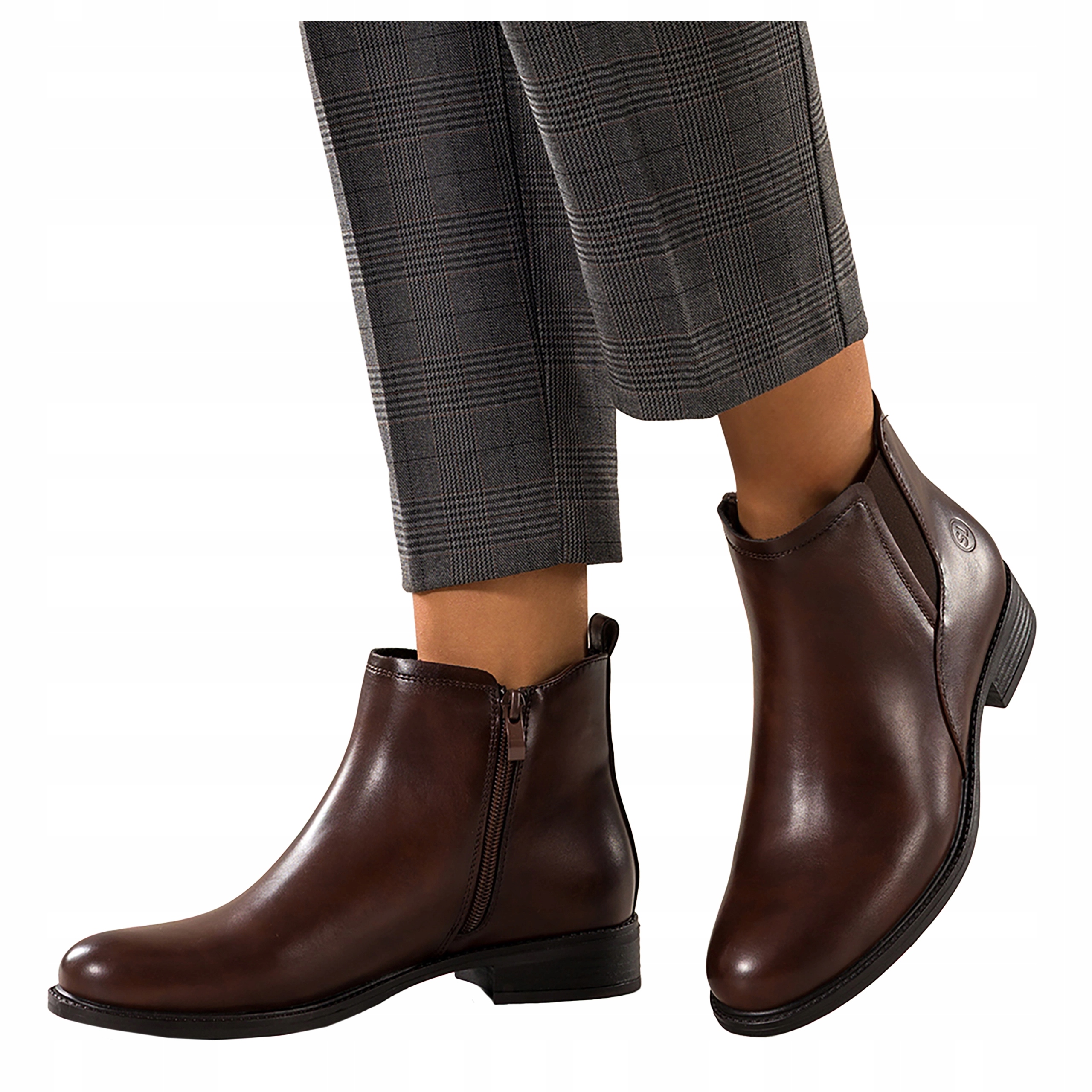 Kotníkové Boty Hnědé Dámské Široké Nízké Klocek Pohodlné Guma V Svršku r 38