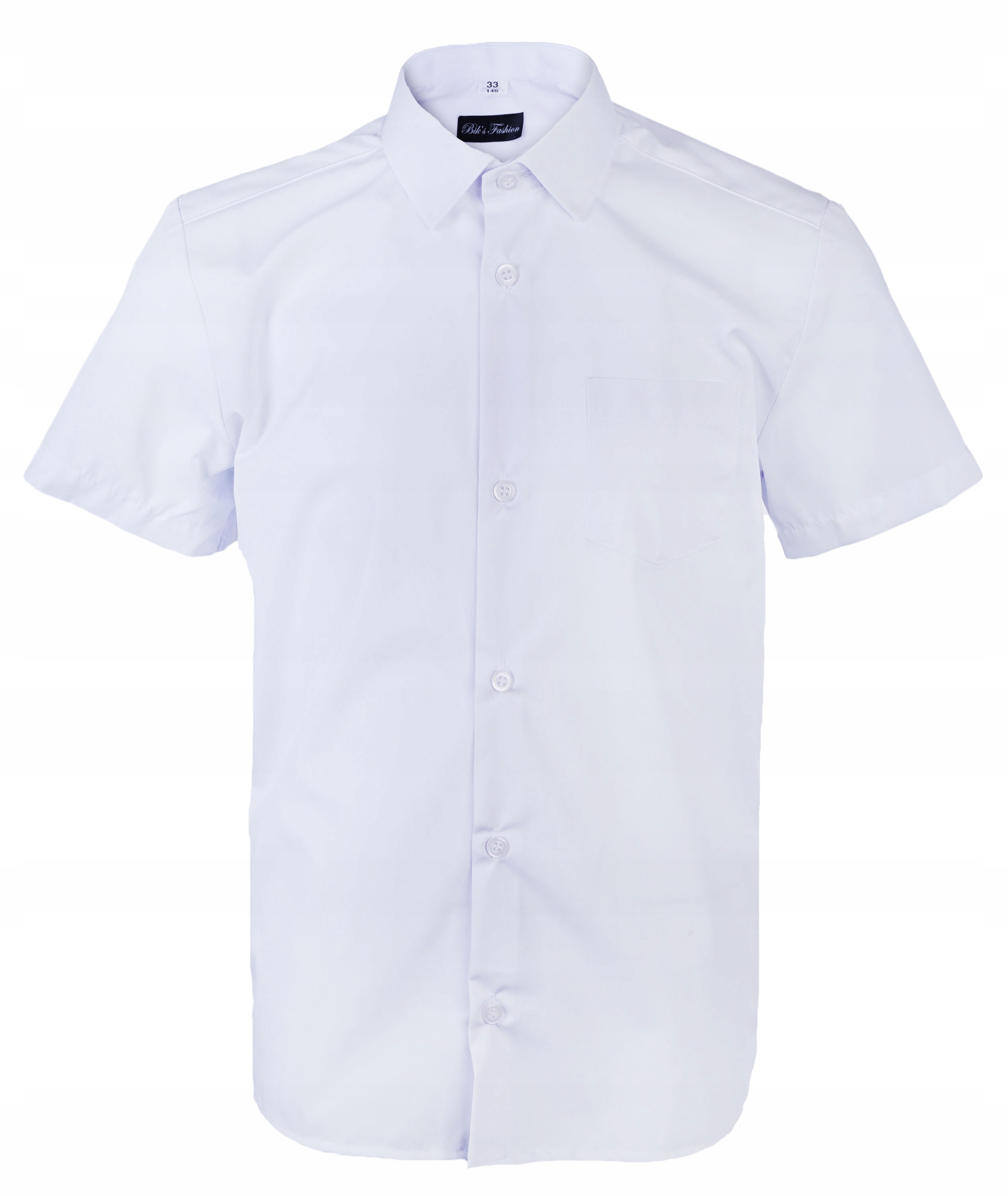 Chłopięca koszula elegancka na komunie krótki rękaw cała biała BIKS 134