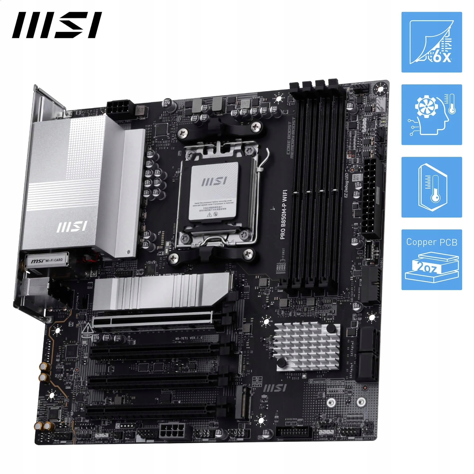 MSI PRO B850M-P WiFi Płyta Główna AMD Ryzen 9000 AM5 DDR5 mATX PCIe 5.0 — miniatura 4