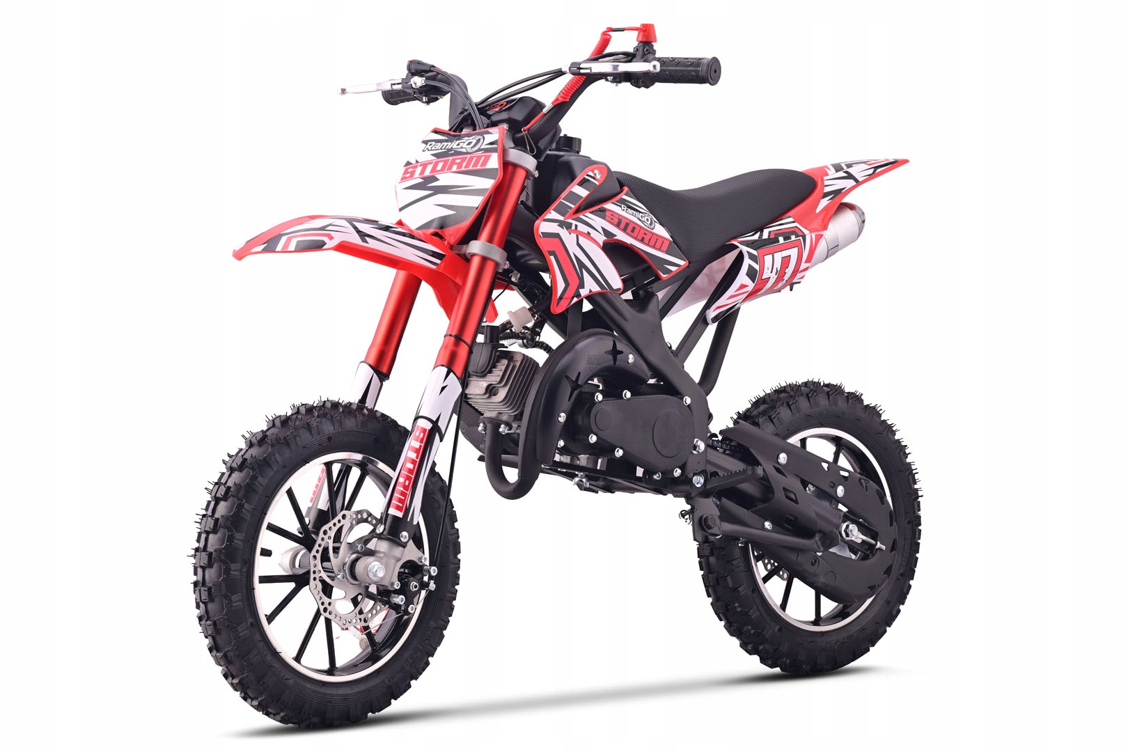 Mini Motocykl Spalinowy Storm 49 cm³ Czerwony z Hamulcami Tarczowymi