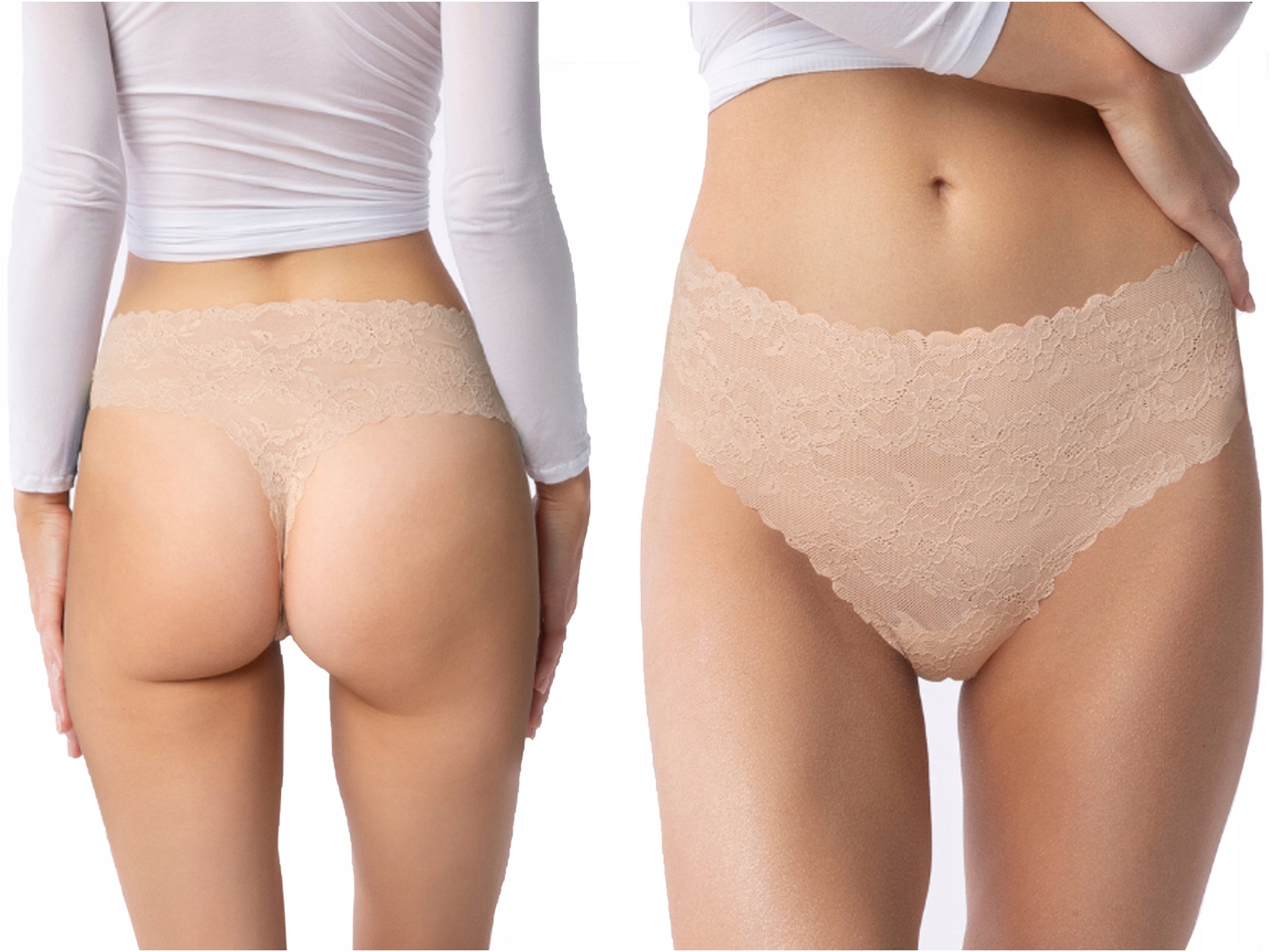 STRINGI DAMSKIE KORONKOWE Z WYSOKIM STANEM XL