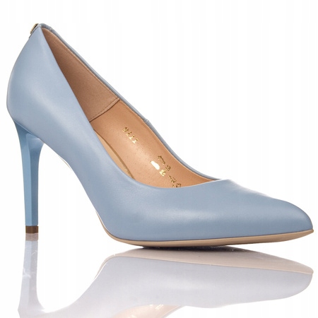 Šedomodré elegantní kožené klasické lodičky Sala 39,5