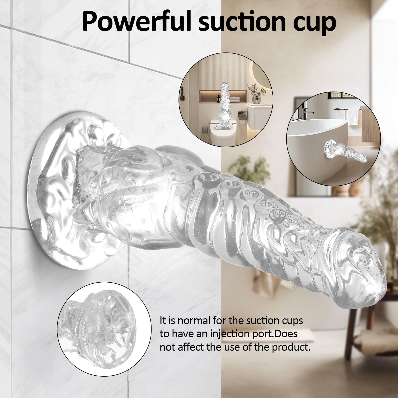 FANTASY Knot Dildo Przezroczysty 24 CM Z Przyssawką Dla Kobiet i Par — miniatura 4