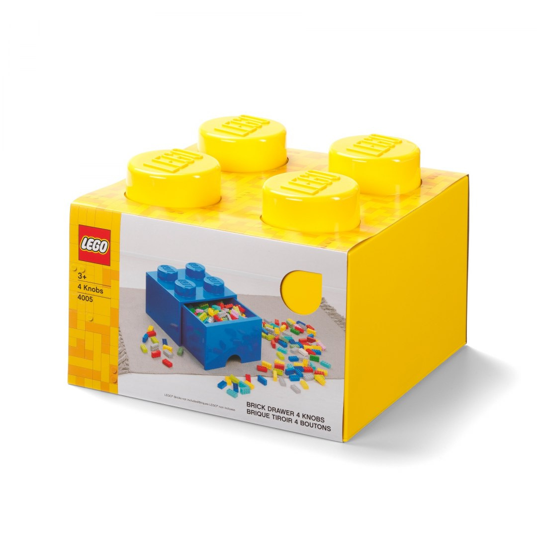 Lego plastový box Šuplík Tvar kostky Lego Žlutý 25x25x18 cm