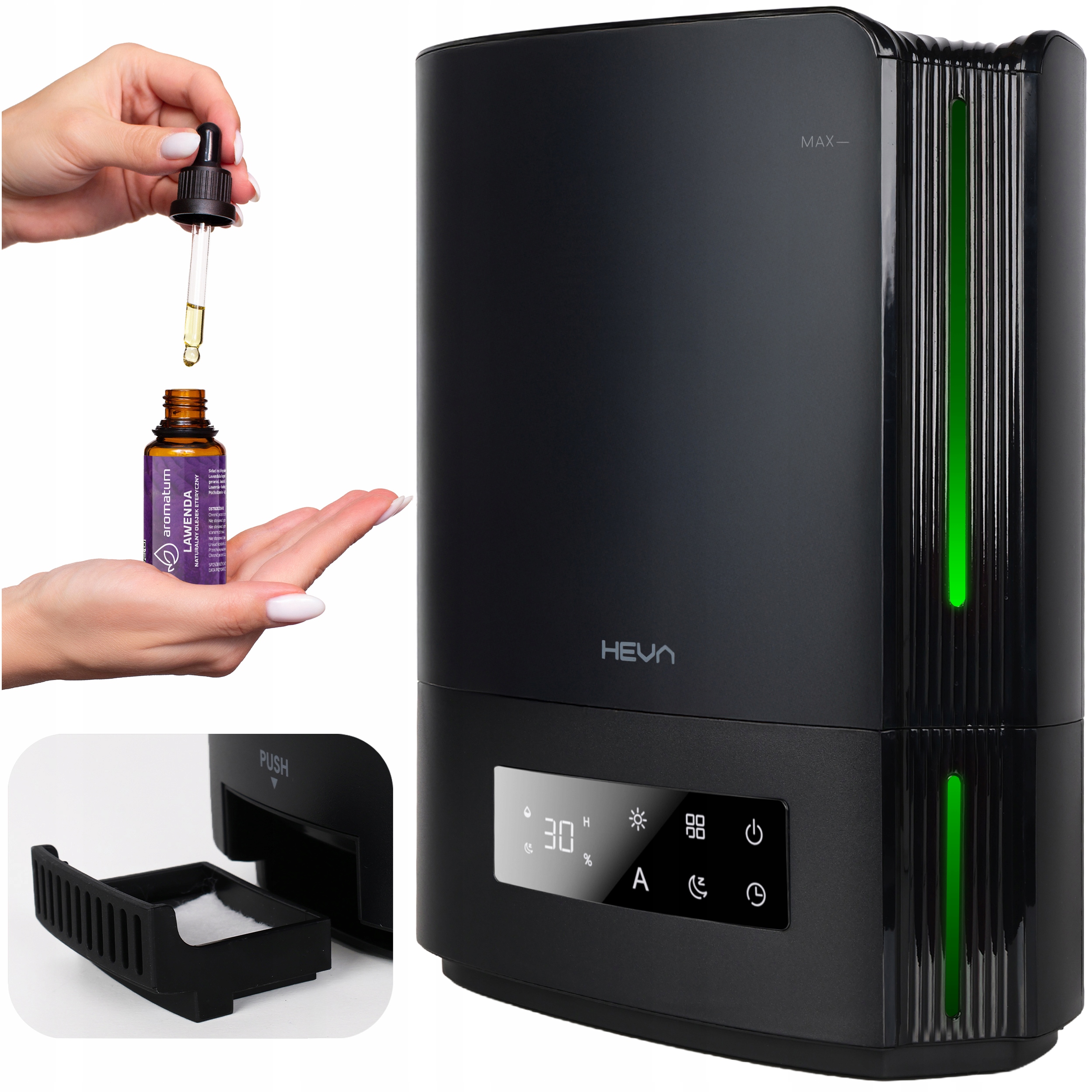 Nawilżacz powietrza Wydajny Higrostat Aromaterapia Duży XL 5l dysza 360 Led